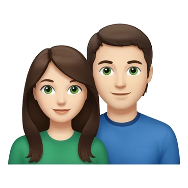 “A Polaroid-style photo of a couple with a heart of a white woman with long brunette hair and blue eyes, and a white man with short brunette hair and green eyes.” sticker