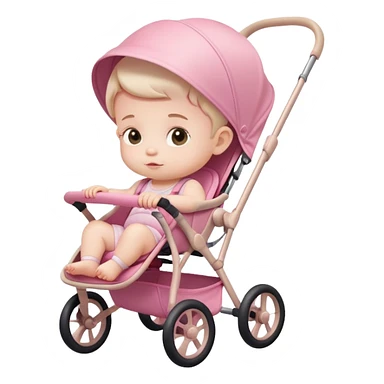 cute baby sitting in a pink gradient and beige stroller sticker
