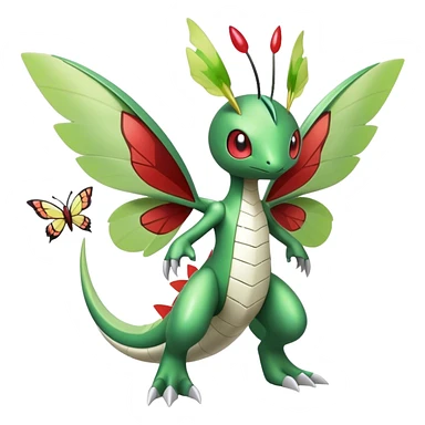 Cute Cool Edgy Shiny Futuristic Ethereal Legendary Kartana-Digimon-Schyther-Flygon-hybrid full body with butterfly wings sticker
