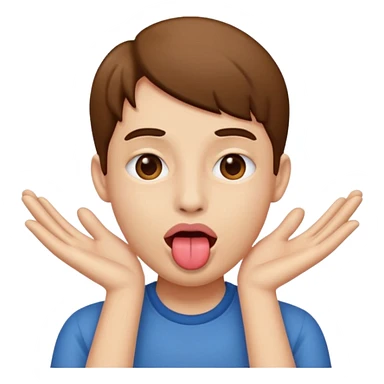 Tongue out hands on side of face sticker