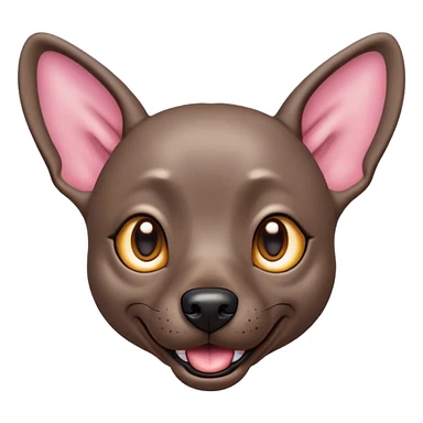 Cinematic Comical Xoloitzcuintle dog Portrait Emoji, Head tilted dramatically with an exaggeratedly amused expression, featuring smooth, hairless ebony skin with pronounced wrinkles and wide, expressive dark eyes filled with playful disbelief, Simplified yet hilariously expressive features, highly detailed, glowing with a slightly sassy glow, high shine, dramatic yet playful, stylized with an air of cheeky mischief, bright and endearing, soft glowing outline, capturing the essence of a spirited and over-the-top companion, so meme-worthy it feels like it could side-eye its way into internet fame instantly! sticker