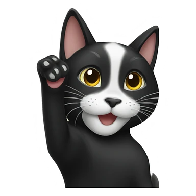 Black cat waving hello sticker
