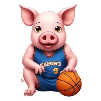 Pig with basketball  sticker