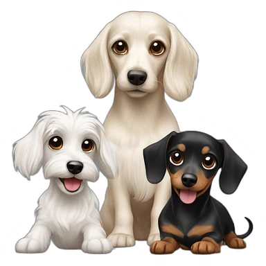 maltese and dachshund dogs sticker