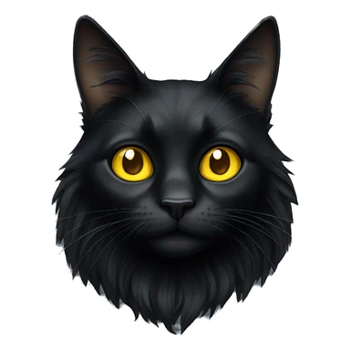 Long haired black cat with big yellow eyes  sticker
