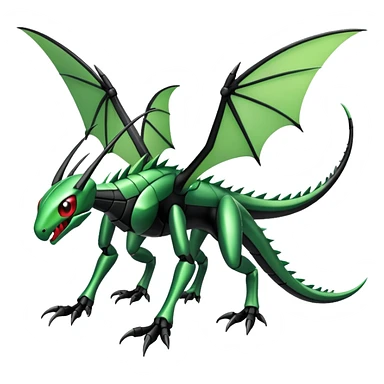 Gothic Black Edgy Futuristic Flygon-Scyther-Fakemon-creature Full Body sticker