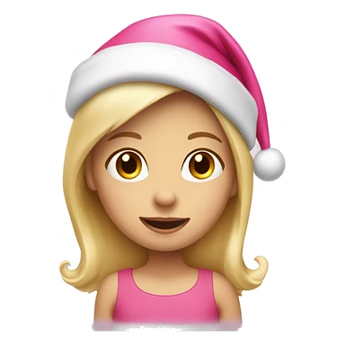 Blonde little girl with pink Santa hat sticker