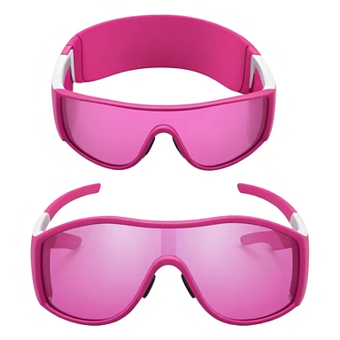 sporty pink shield visor sunglasses with robust thick frame, athletic design, substantial build, one-piece lens sticker