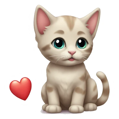 kitten with love heart  sticker