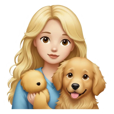 blonde girl with golden retriever dog sticker