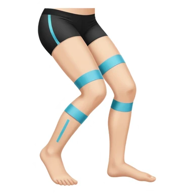 leg with kinesio tape (physiotherapy) around knee sticker