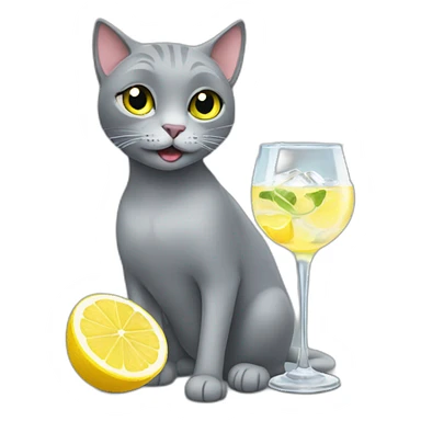 Grey Cat drinking gin tonic sticker