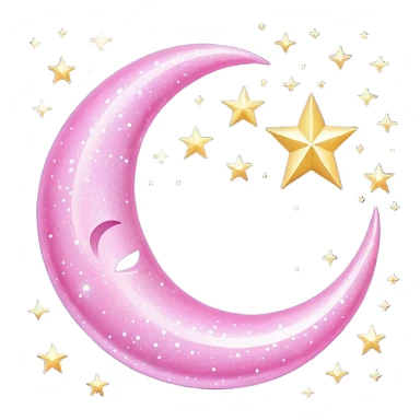 Pink sparkly moon sticker