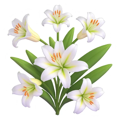 Detailed white lily flower with botanically correct six petals and six stamens, realistic appearance sticker