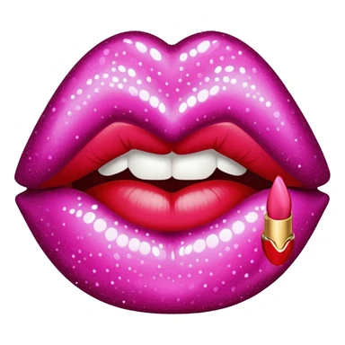glitter dark pink kiss  sticker