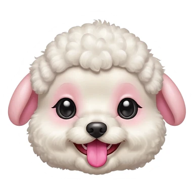 smile, baby white toy Poodle,only face  sticker