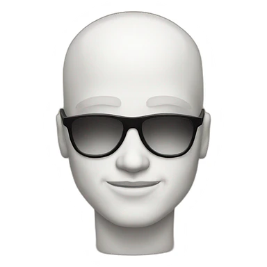 A bald man with black eyes and sun glasses he is white and he has Muscles and shirtless sticker