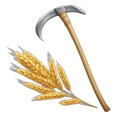 a scythe with a branch wheat sticker