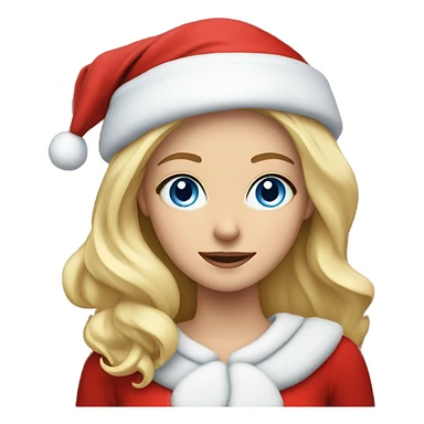 blonde girl with blue eyes as Santa  sticker
