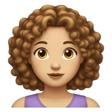 Chubby girl with brown curly hair and brown eyes sticker