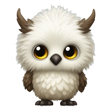 baby owlbear with beak face only white fur sticker