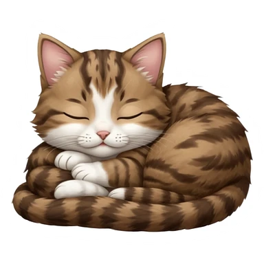 dark brown tabby and white kitten in funny positions with eyes closed sticker