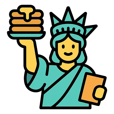 Statue of Liberty holding a stack of pancakes icon sticker