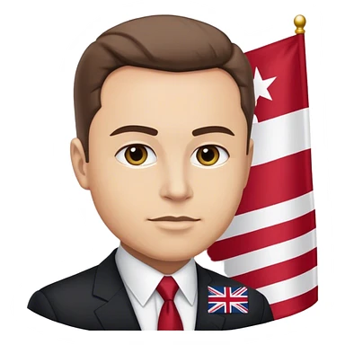 president Elon Amisk with flag in the background  sticker
