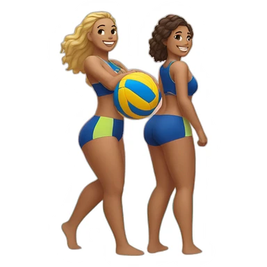 Slim-thicc caucasian twins playing volleyball on the beach sticker