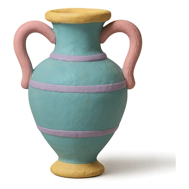 Greek amphora in claymation style with pastel colors sticker