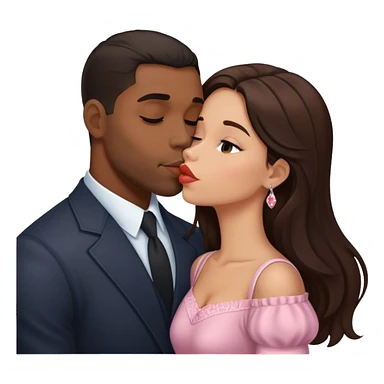 Handsome black man kiss small pretty brunette woman sticker
