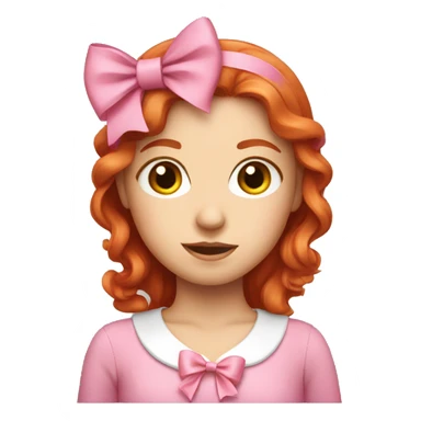 Red head girl with pink bow sticker