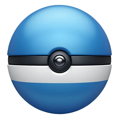 blue pokeball emoji, top half is a more saturated blue, bottom half is white, black stripe, with a metallic sheen sticker