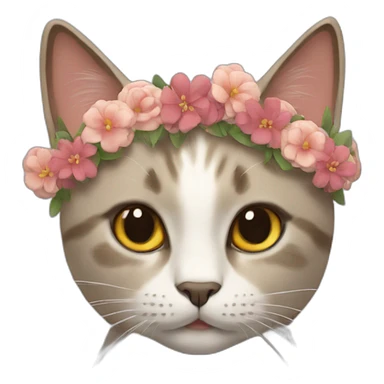 Cat with a flower crown  sticker