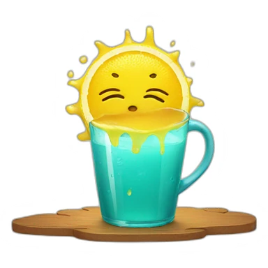 sun crying drinking lemon juice sticker