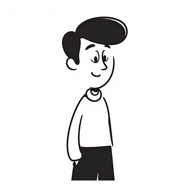 Simple drawing of a man with an unusually large forehead, cartoon character, male sticker