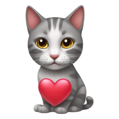 cat and heart sticker