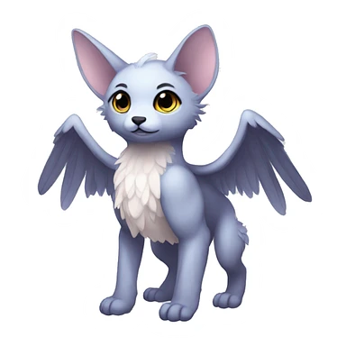 Anthro shy cute kawaii winged animal hybrid full body sticker