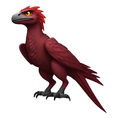 Cool edgy Maroon-colored raptor with bright-red mane full body sticker