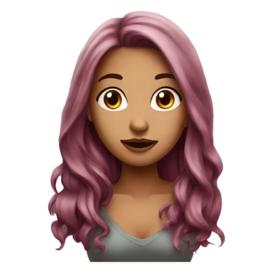 Beautiful tattooed  burgundy long haired woman blushing sticker