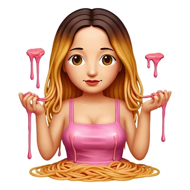  SPAM meat melted pink dripping sauce spaghetti dress monalisa portrait sticker