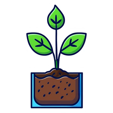 A small green plant sprouting from soil, growing upwards, with a blue progress bar above it indicating gradual improvement sticker