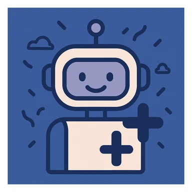 Keep the playful, blue-themed 'new user' Slack webhook icon with a single friendly robot, plus sign, and confetti. Change the background to a blueish color instead of white, while keeping the overall flat, modern, and welcoming style. sticker