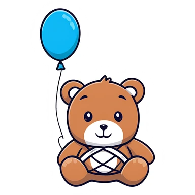 Cute teddy bear with a bandage holding a get well balloon sticker
