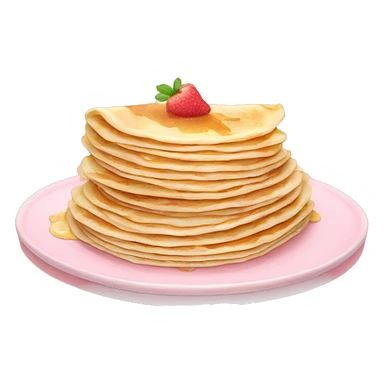 Crepes stacked on a light pink porcelain plate sticker
