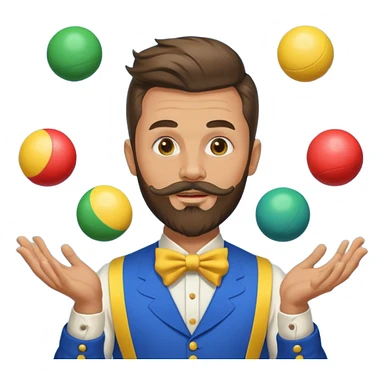 circus juggler beard zelensky juggling two balls blue and yellow sticker