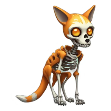 Zombie skeleton fox sticker
