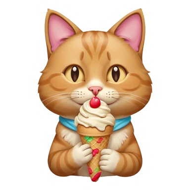 A cat enjoying an ice cream, eyes closed in delight, portrait, bust up sticker