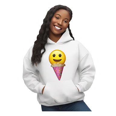 smiling girl with candy hoodie sticker