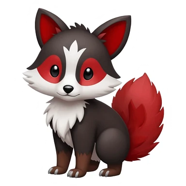 Cute cool white red dark-brown black animal hybrid Fakemon full body sticker